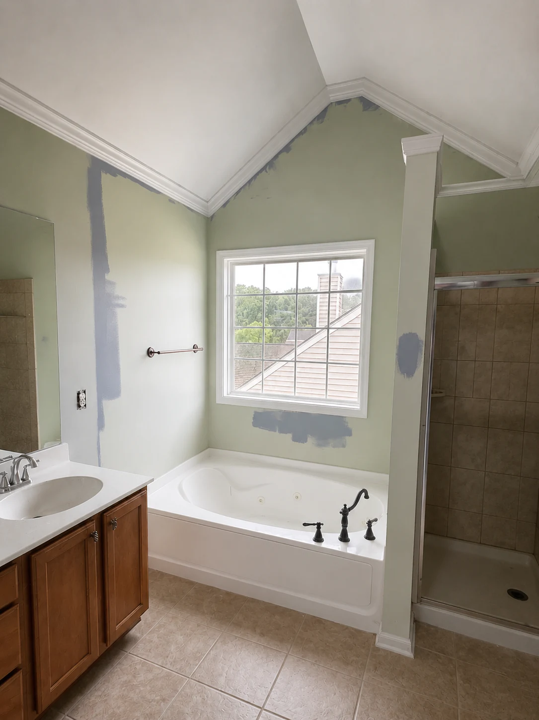 Bathroom vanity area before remodel